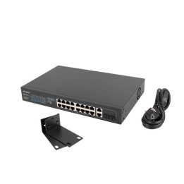 Мрежов суич Lanberg, 16x 100BASE-T PoE+/2x 1GB SFP Rackmount 250W - RSFE-16P-2C-250 - 1