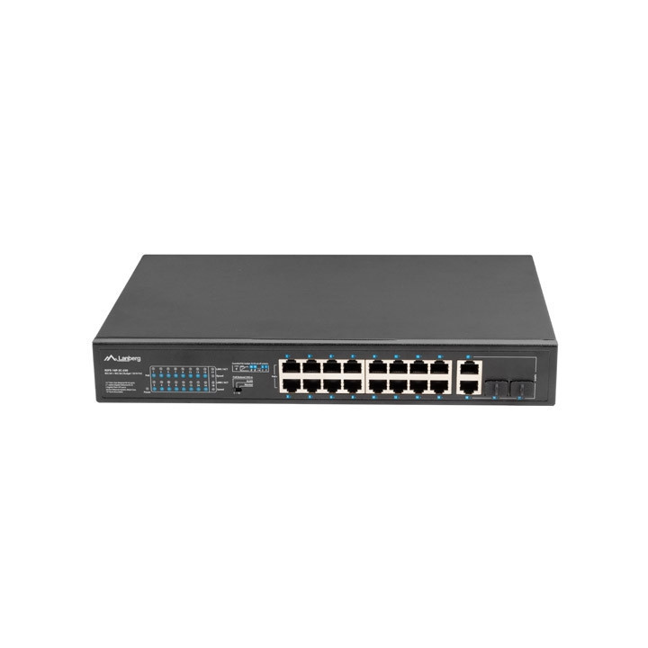 Мрежов суич Lanberg, 16x 100BASE-T PoE+/2x 1GB SFP Rackmount 250W - RSFE-16P-2C-250 - 3