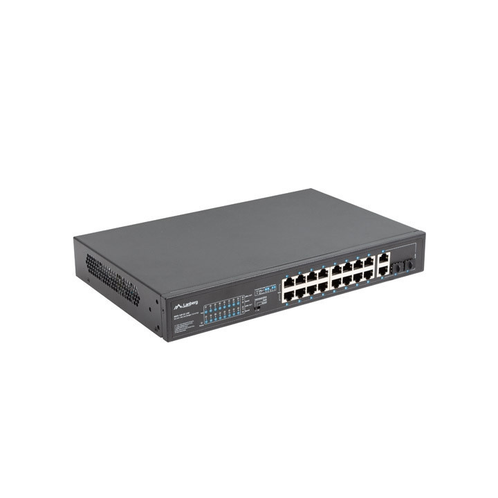 Мрежов суич Lanberg, 16x 100BASE-T PoE+/2x 1GB SFP Rackmount 250W - RSFE-16P-2C-250 - 4