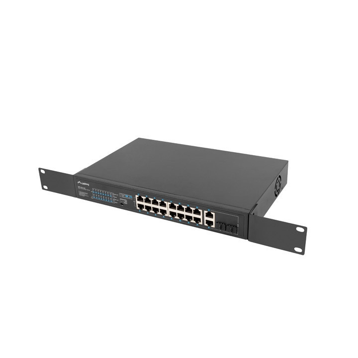 Мрежов суич Lanberg, 16x 100BASE-T PoE+/2x 1GB SFP Rackmount 250W - RSFE-16P-2C-250 - 6