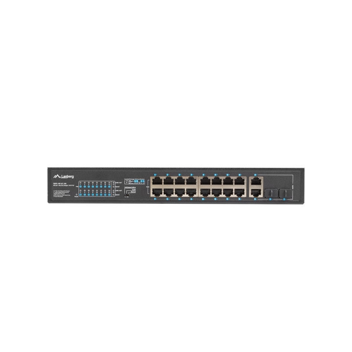 Комутатор Lanberg RSFE-16P-2C-150, 16x 100Mb PoE+/2x 1Gb Uplink/1x SFP, 150W - 5