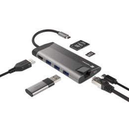 Докинг станция NATEC Fowler Plus, USB 3.0 HUB, HDMI 4K, USB-C PD 100W, RJ45, SD/MicroSD - NMP-1690 - 1