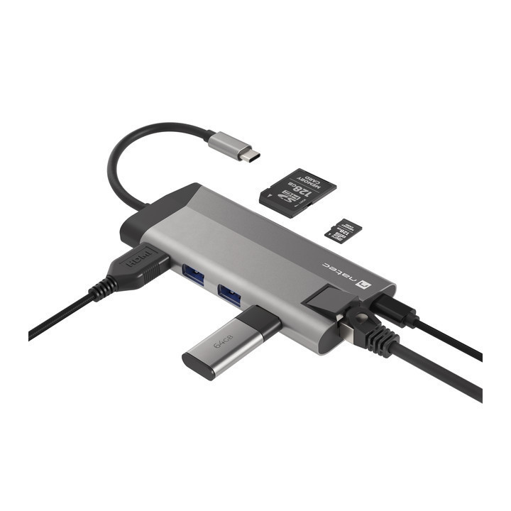 Докинг станция NATEC Fowler Plus, USB 3.0 HUB, HDMI 4K, USB-C PD 100W, RJ45, SD/MicroSD - NMP-1690 - 4