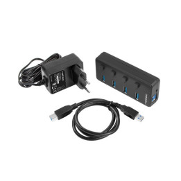 USB хъб Natec Mantis 2, 4 порта USB 3.0 Type-A, захранване USB-B 230V - NHU-1557 - 1