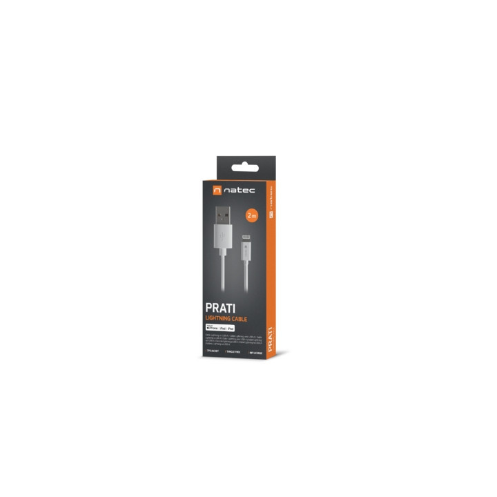 Кабел NATEC Prati, Lightning (M) към USB-A (M) 2m White - NKA-2149 - 3
