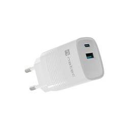 Зарядно за стена NATEC Ribera GaN, 30W USB-A + USB-C, Бяло - NUC-2140 - 1