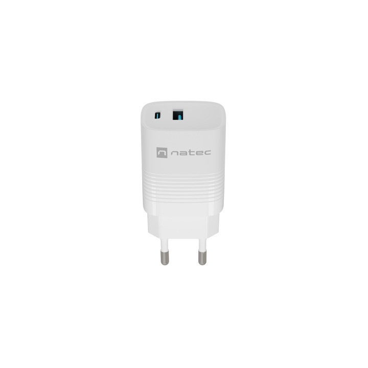 Зарядно за стена NATEC Ribera GaN, 30W USB-A + USB-C, Бяло - NUC-2140 - 2
