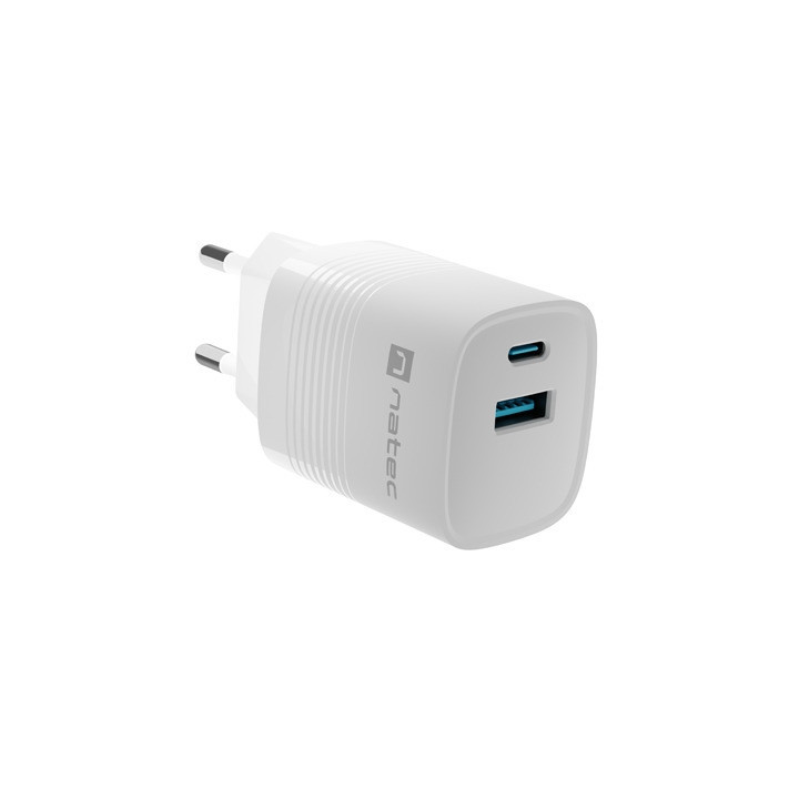 Зарядно за стена NATEC Ribera GaN, 30W USB-A + USB-C, Бяло - NUC-2140 - 3
