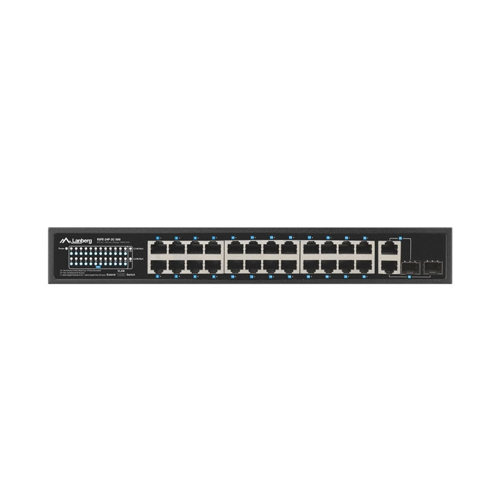 Мрежов комутатор Lanberg, 24x 100Mbps PoE+/2x SFP Gigabit, 360W, Rack 19" - RSFE-24P-2C-360 - 2