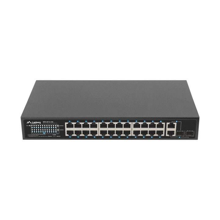 Мрежов комутатор Lanberg, 24x 100Mbps PoE+/2x SFP Gigabit, 360W, Rack 19" - RSFE-24P-2C-360 - 3