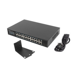 Мрежов комутатор Lanberg RSFE-24P-2C-250, 24x 100MB PoE+/2x SFP Combo, Rack 19", 250W - 1