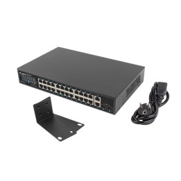 Мрежов комутатор LANBERG, 24x 1GB PoE+/2x GB SFP, 250W, Rack 19" - RSGE-24P-2GE-2S-250 - 1
