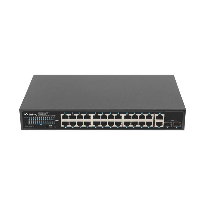 Мрежов комутатор LANBERG, 24x 1GB PoE+/2x GB SFP, 250W, Rack 19" - RSGE-24P-2GE-2S-250 - 2