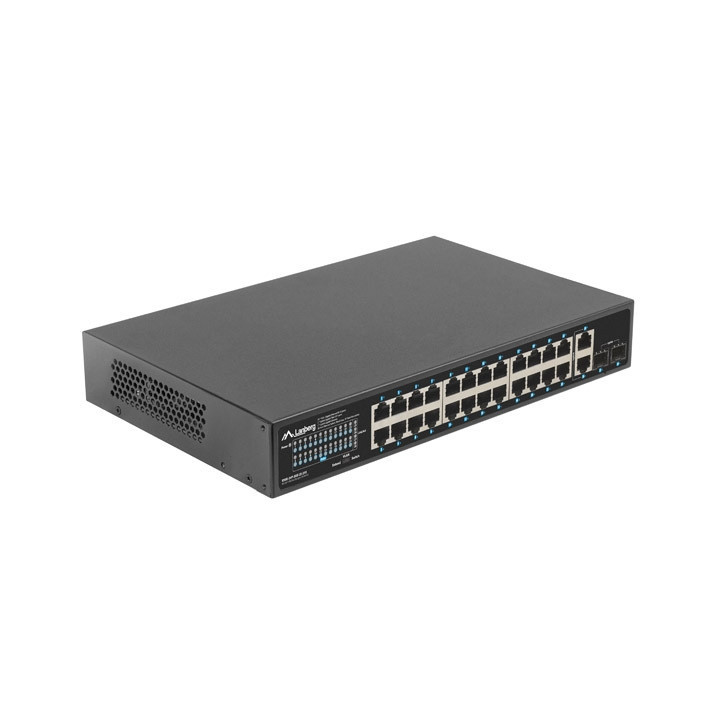Мрежов комутатор LANBERG, 24x 1GB PoE+/2x GB SFP, 250W, Rack 19" - RSGE-24P-2GE-2S-250 - 3