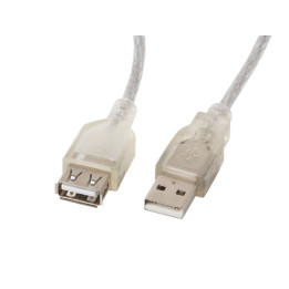 Удължителен кабел Lanberg USB 2.0 AM-AF, 1.8m, прозрачен - CA-USBE-12CC-0018-TR - 1