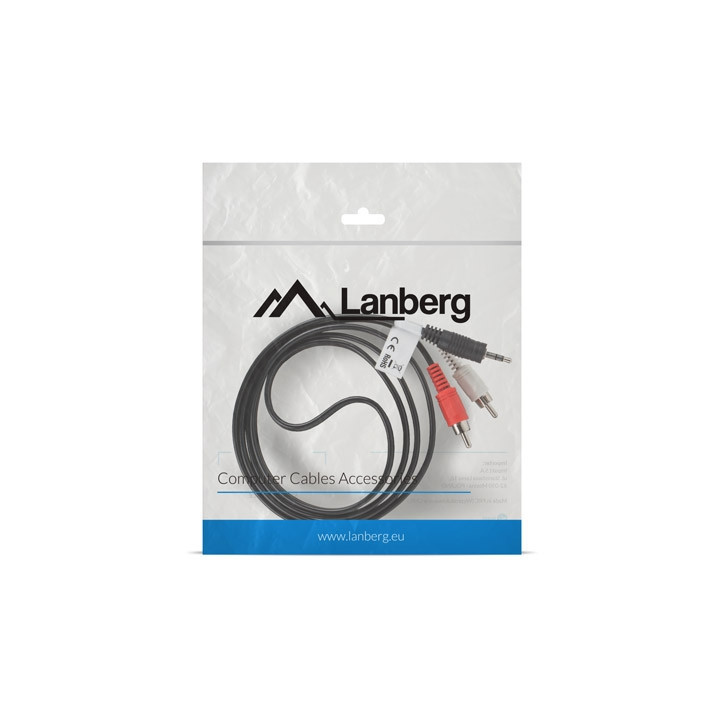 Кабел Lanberg, Mini Jack 3.5mm към 2x RCA Chinch, 1.5m, Черен - CA-MJRC-10CC-0015-BK - 3