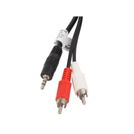 Аудио кабел Lanberg, Mini Jack 3.5mm към 2x RCA, 5m - CA-MJRC-10CC-0050-BK - 1