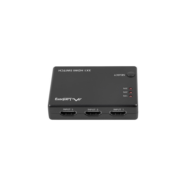 HDMI превключвател Lanberg SWV-HDMI-0003, 3x HDMI вход + 1 HDMI изход, 4K@60Hz поддръжка - SWV-HDMI-0003 - 1