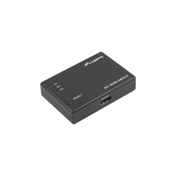 HDMI превключвател Lanberg SWV-HDMI-0003, 3x HDMI вход + 1 HDMI изход, 4K@60Hz поддръжка - SWV-HDMI-0003 - 4
