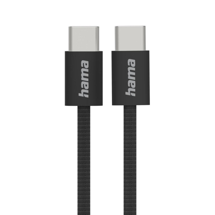 Кабел HAMA Fabric, USB-C към USB-C, 1m, Nylon, Черен - 195002 - 1
