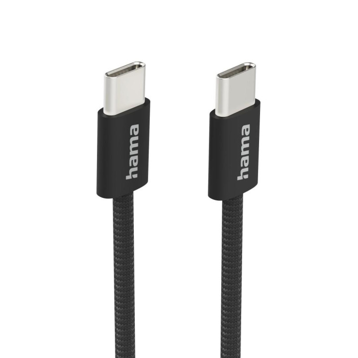 Кабел HAMA Fabric, USB-C към USB-C, 1m, Nylon, Черен - 195002 - 3