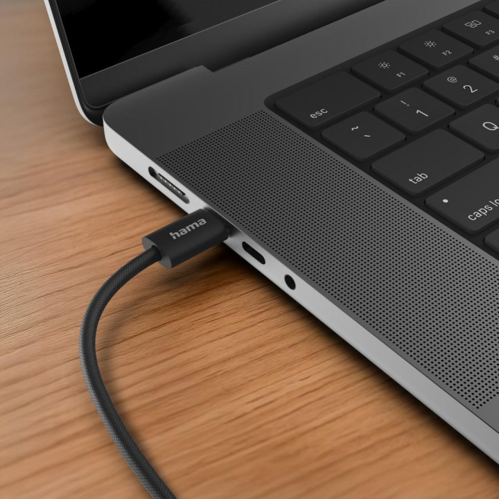 Кабел HAMA Fabric, USB-C към USB-C, 1m, Nylon, Черен - 195002 - 4