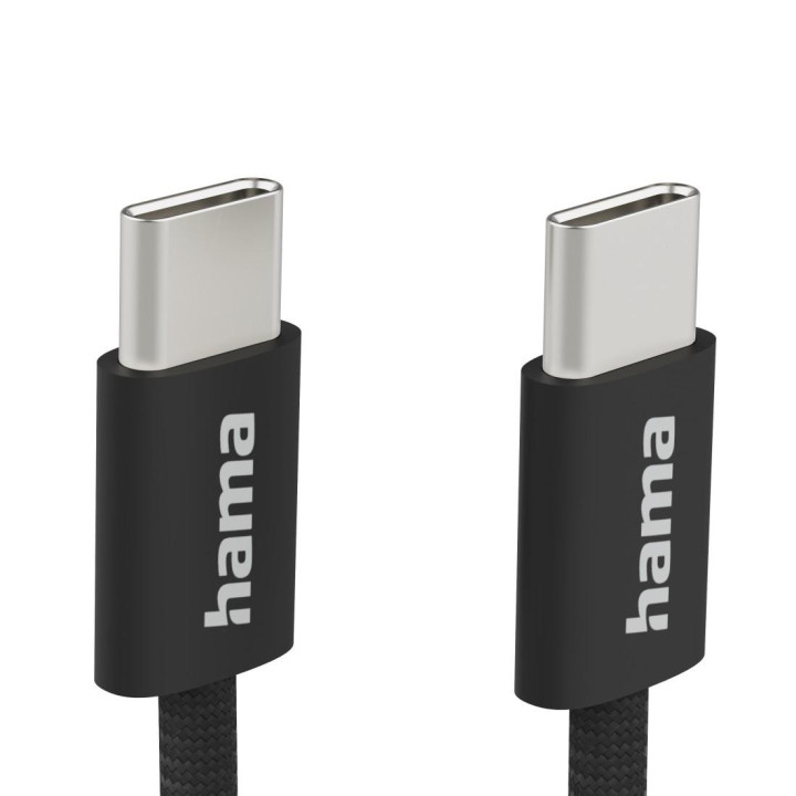 Кабел HAMA Fabric, USB-C към USB-C, 1m, Nylon, Черен - 195002 - 6