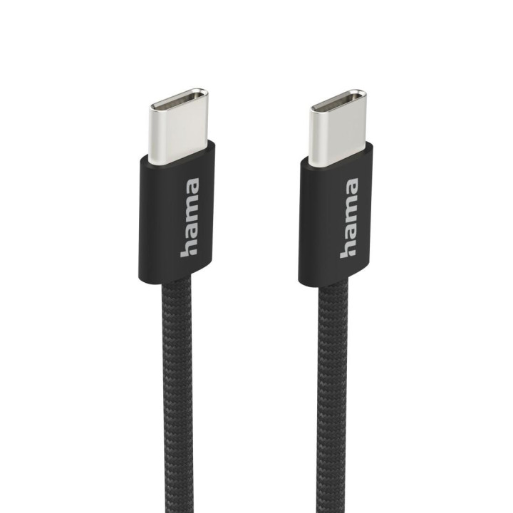 Кабел HAMA Fabric, USB-C към USB-C, 1m, Nylon, Черен - 195002 - 7