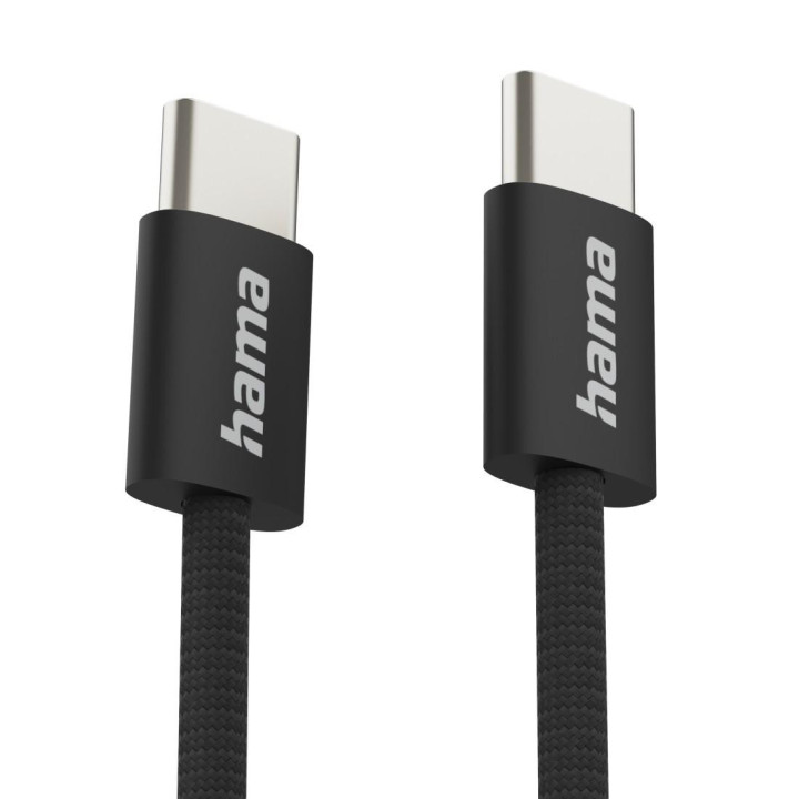 Кабел HAMA Fabric, USB-C към USB-C, 1m, Nylon, Черен - 195002 - 9