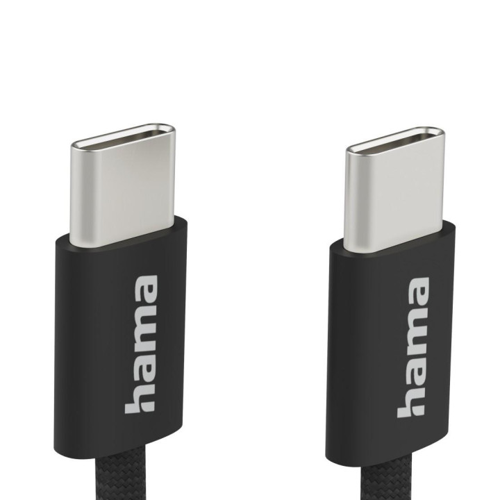 Кабел HAMA Fabric, USB-C към USB-C, 1m, Nylon, Черен - 195002 - 10