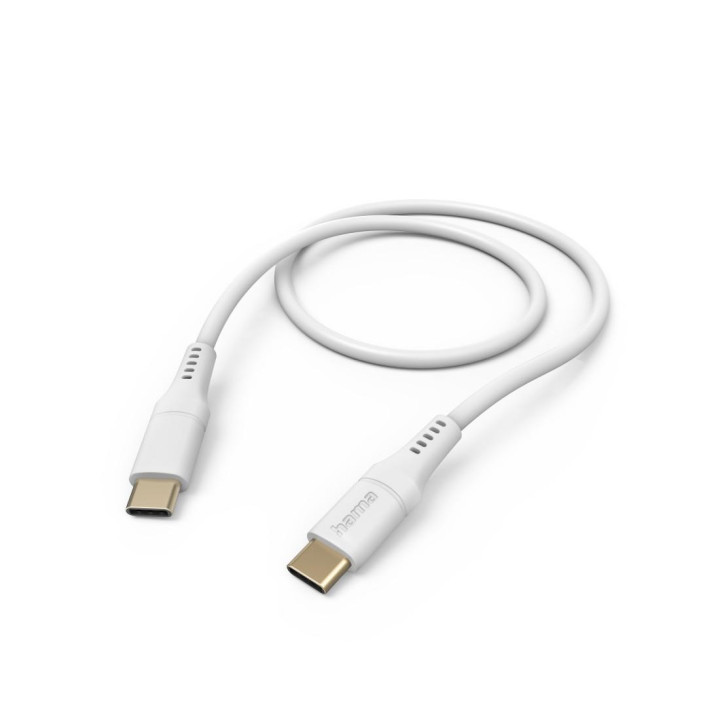 Кабел за зареждане HAMA Flexible, USB-C към USB-C, 1.5м, силиконов, двойно екраниран, бял - 201577 - 1