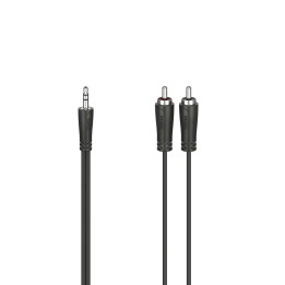 Аудио кабел HAMA, 3.5mm Jack мъжко - 2x RCA мъжко, 3m, Стерео, Черен - 205111 - 1
