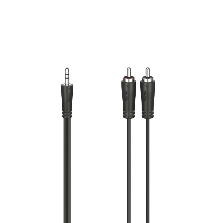 Аудио кабел HAMA, 3.5mm Jack мъжко - 2x RCA мъжко, 3m, Стерео, Черен - 205111 - 1