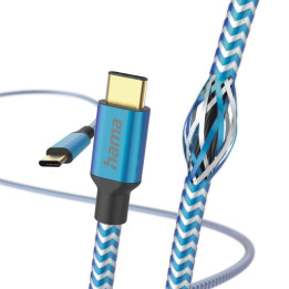 Кабел HAMA Reflective, USB-C мъжко - USB-C мъжко, 1.5м, 480Mb/s, син - 201557 - 1