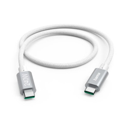 Кабел за зареждане HAMA, USB-C към USB-C, 240W, 5Gbit/s, 1.5м, Бял - 201721 - 1