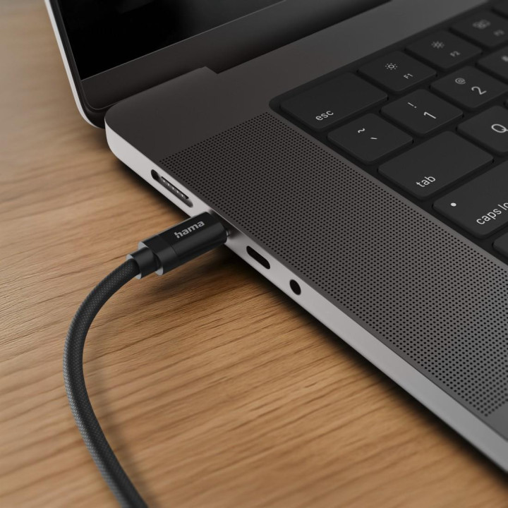 Кабел за зареждане HAMA Fabric, USB-C към USB-C, 100W, 1.5м, Nylon, Черен - 201740 - 2