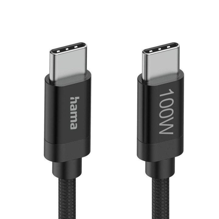 Кабел за зареждане HAMA Fabric, USB-C към USB-C, 100W, 1.5м, Nylon, Черен - 201740 - 4