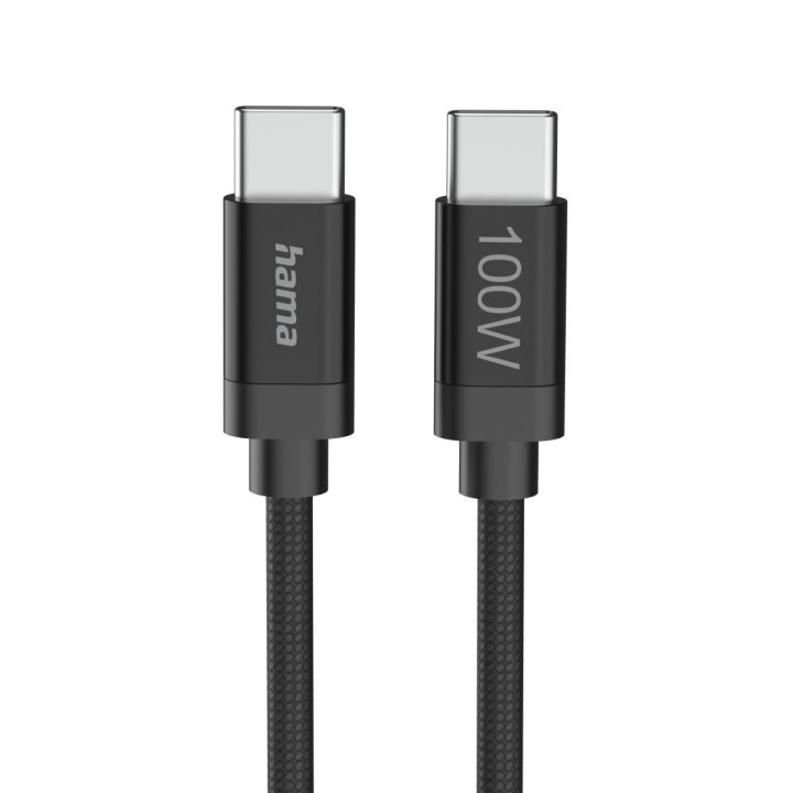 Кабел за зареждане HAMA Fabric, USB-C to USB-C, 100W, 3m, Nylon, Черен - 201749 - 1