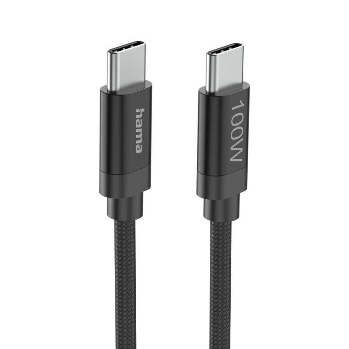 Кабел за зареждане HAMA Fabric, USB-C to USB-C, 100W, 3m, Nylon, Черен - 201749 - 2