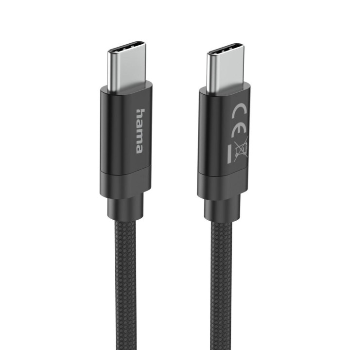Кабел за зареждане HAMA Fabric, USB-C to USB-C, 100W, 3m, Nylon, Черен - 201749 - 3