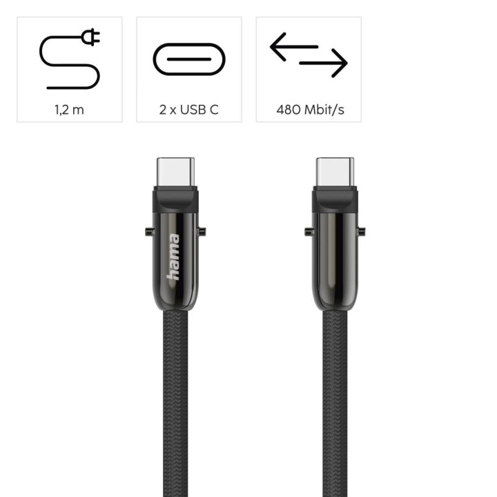 USB-C кабел HAMA, 1.2м, 480 Mbit/s, Екраниран, Черен - 201751 - 11