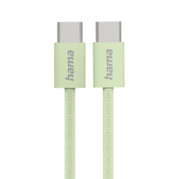 Кабел за зареждане HAMA Fabric, USB-C - USB-C, 1м, Nylon, Зелен - 201726 - 1