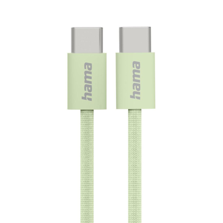 Кабел за зареждане HAMA Fabric, USB-C - USB-C, 1м, Nylon, Зелен - 201726 - 1