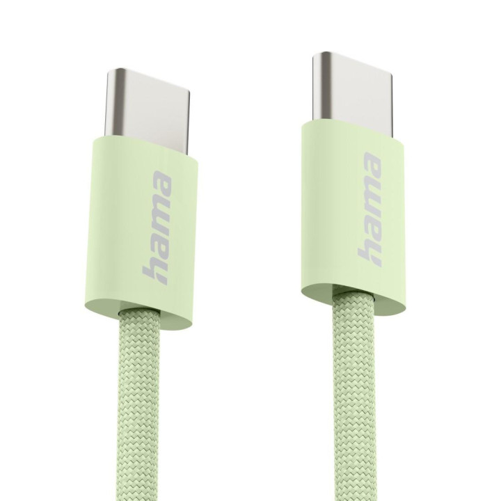 Кабел за зареждане HAMA Fabric, USB-C - USB-C, 1м, Nylon, Зелен - 201726 - 3