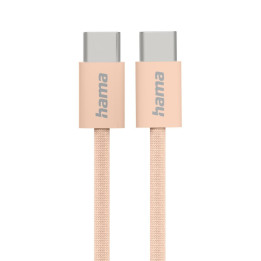 Кабел за зареждане HAMA Fabric, USB-C към USB-C, 1m, Nylon, оранжев - 201727 - 1