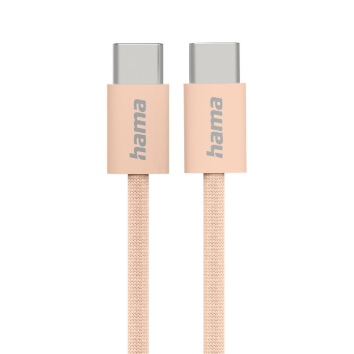 Кабел за зареждане HAMA Fabric, USB-C към USB-C, 1m, Nylon, оранжев - 201727 - 1