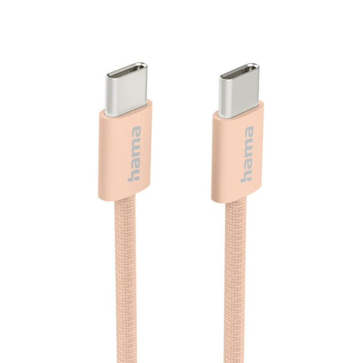 Кабел за зареждане HAMA Fabric, USB-C към USB-C, 1m, Nylon, оранжев - 201727 - 2