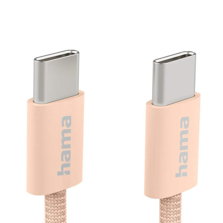 Кабел за зареждане HAMA Fabric, USB-C към USB-C, 1m, Nylon, оранжев - 201727 - 4