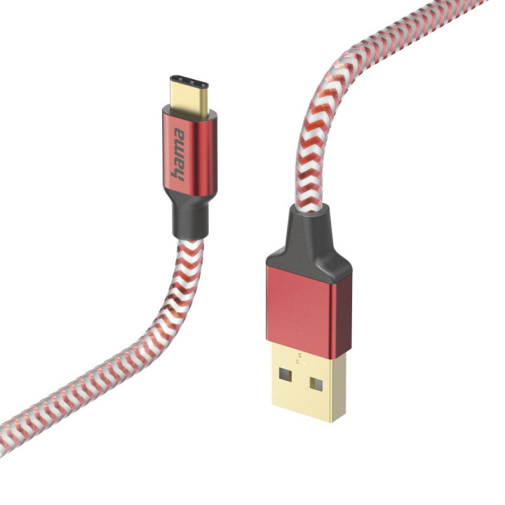 Кабел за зареждане HAMA Reflective USB-A - USB-C, 1.5м - 201559 - 1
