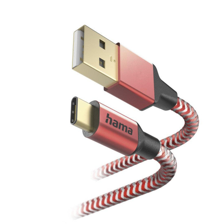 Кабел за зареждане HAMA Reflective USB-A - USB-C, 1.5м - 201559 - 2